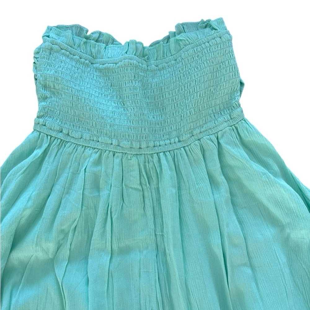 Green Ruffled Tiered Strapless Sundress - Picture 4 of 7